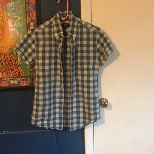 Button down, checkered shirt